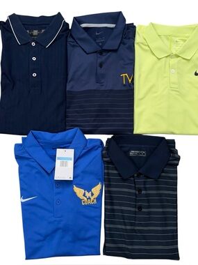 Lot of 5 Nike Golf Polo Shirt Mens Size M Short Sleeve Performance 1 New 4 Used